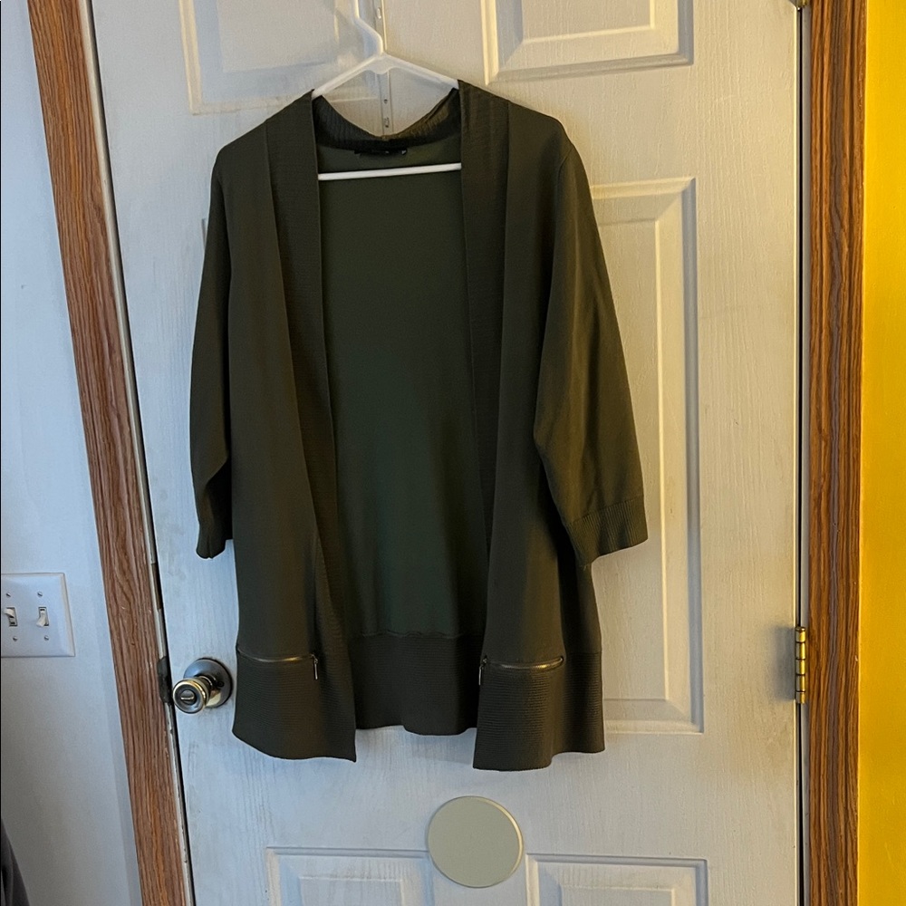 Joan Vass Olive Green Cardigan